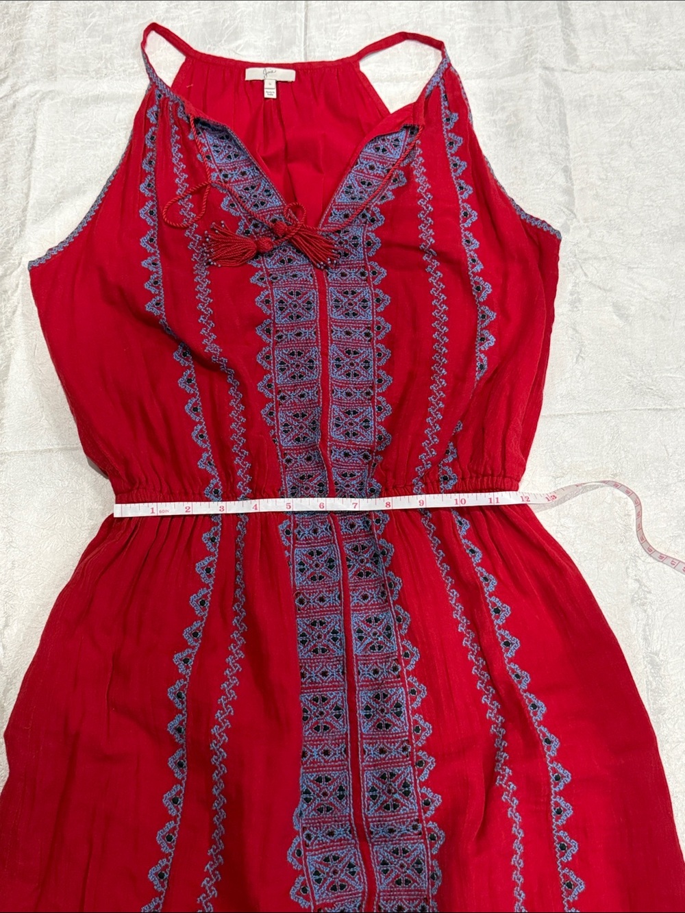 Joie Embroidered Boho Mini Dress Muted Red Size Small - Picture 9 of 11